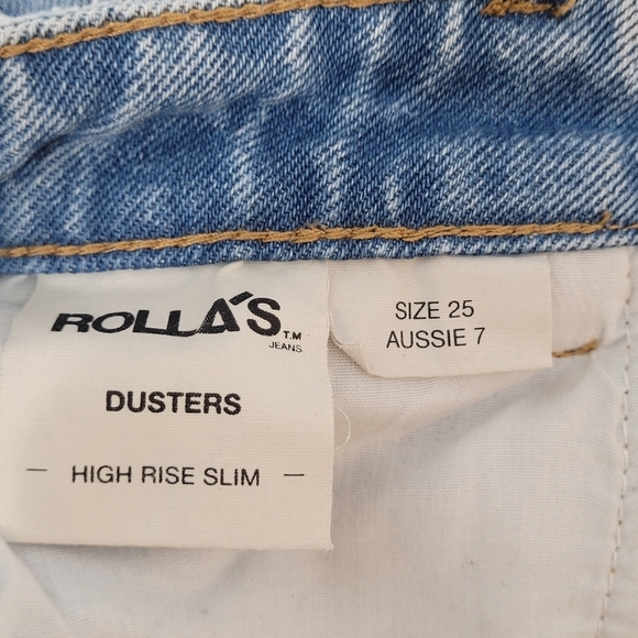 Rolla's High Rise Slim Dusters Distressed Mid-Weight Denim Ankle Jean - Size 25 - Picture 15 of 16
